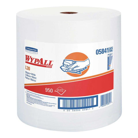 WypAll L30 Cloth-Like White Towel, 12 2/5 X 13 3/10 inch - 950 per roll -- 1 roll per case