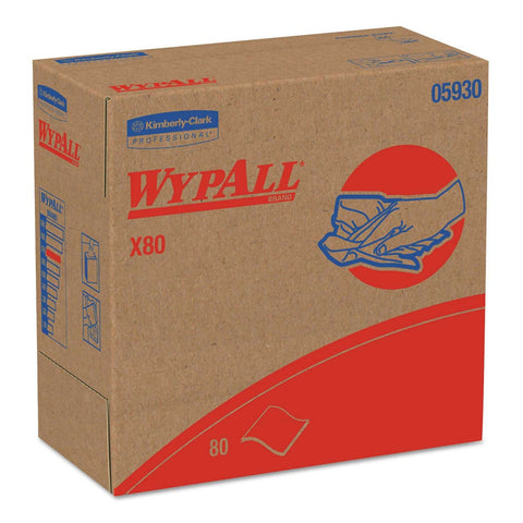 WypAll X80 Hydroknit Unscented Red Cloth, 9.1 x 16.8 inch- 80 per box -- 5 boxes per case