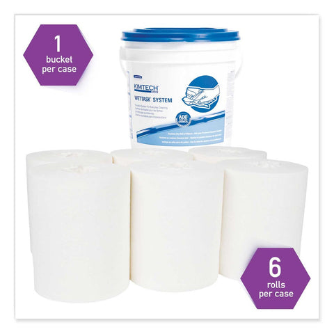 Kimtech Unscented Wipers Bucket for Wettask System, Bleach, Disinfectants and Sanitizers, 6 x 12 inch - 140 per roll -- 6 rolls per case
