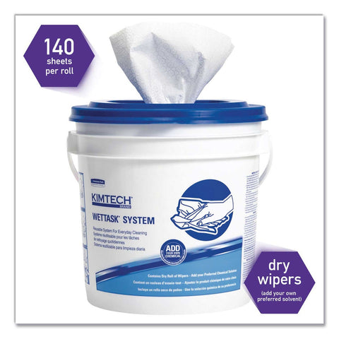 Kimtech Unscented Wipers Bucket for Wettask System, Bleach, Disinfectants and Sanitizers, 6 x 12 inch - 140 per roll -- 6 rolls per case