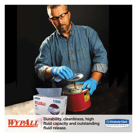 WypAll Denim Blue Pop-Up Box X90 Cloth, 8 3/10 x 16 4/5 inch - 68 per box -- 5 boxes per case