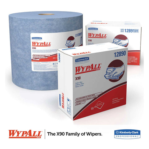 WypAll Denim Blue Pop-Up Box X90 Cloth, 8 3/10 x 16 4/5 inch - 68 per box -- 5 boxes per case
