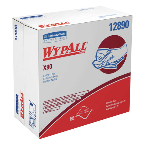 WypAll Denim Blue Pop-Up Box X90 Cloth, 8 3/10 x 16 4/5 inch - 68 per box -- 5 boxes per case