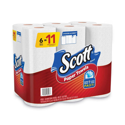 Scott 1-Ply Choose-A-Size Mega Kitchen Roll Paper Towel - 102 per roll -- 24 rolls per case