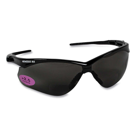 KleenGuard Black Frame Smoke Lens Plus 2.5 Diopter Strength V60 Nemesis RX Reader Safety Glass -- 12 per case