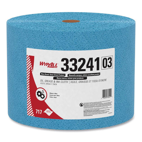 WypAll Polypropylene Blue Oil Grease and Ink Cloth, 9 3/5 X 13 2/5 inch - 717 per roll -- 1 roll per case