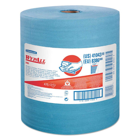 WypAll X80 Hydroknit Blue Cloth, 12 1/2 X 13 2/5 inch - 475 per roll -- 1 roll per case