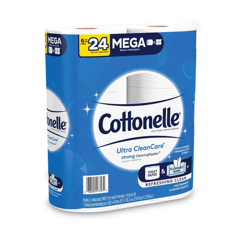 Cottonelle White 1 Ply Ultra Cleancare Toilet Paper Mega Roll - 6 rolls per pack -- 6 packs per case