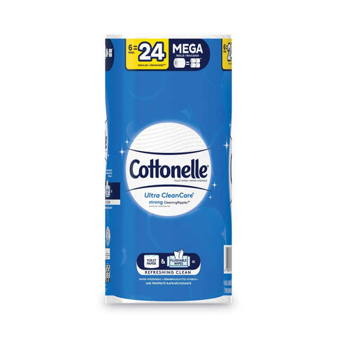 Cottonelle White 1 Ply Ultra Cleancare Toilet Paper Mega Roll - 6 rolls per pack -- 6 packs per case