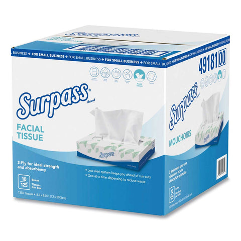 Surpass White 2 Ply Facial Tissue - 125 per box -- 10 boxes per case