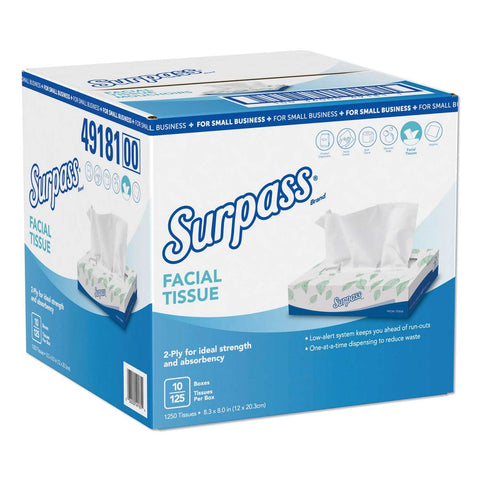 Surpass White 2 Ply Facial Tissue - 125 per box -- 10 boxes per case