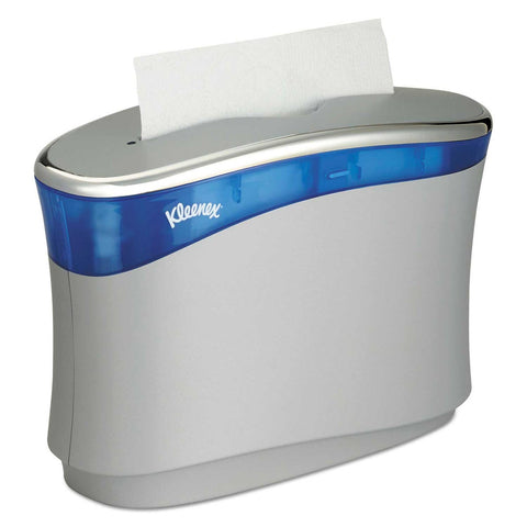 Kleenex ABS Soft Gray/Translucent Blue Reveal Countertop Folded Towel Dispenser, 13.3 x 9 x 5.2 inch