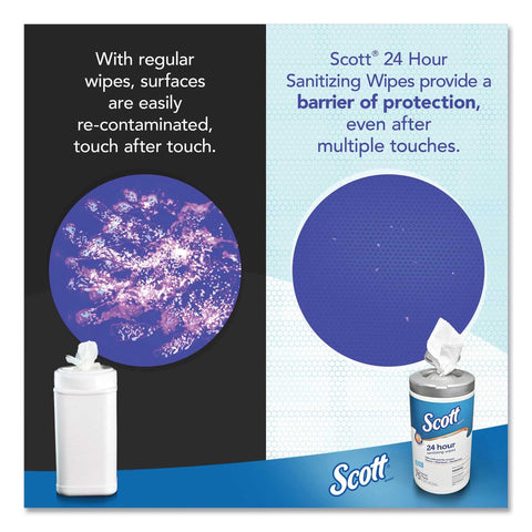 Scott White 24-Hour Sanitizing Wipes, 4.5 x 8.25 inch - 75 per canister -- 6 canisters per case