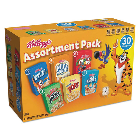Kelloggs Mini Assorted Breakfast Cereal, 2.39 Ounce Box -- 30 per case