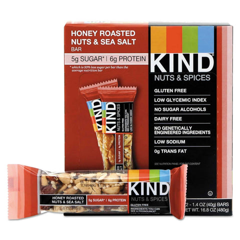 Kind Honey Roasted Nuts and Sea Salt Nuts and Spices Bar, 1.4 Ounce - 12 per box -- 1 box per case