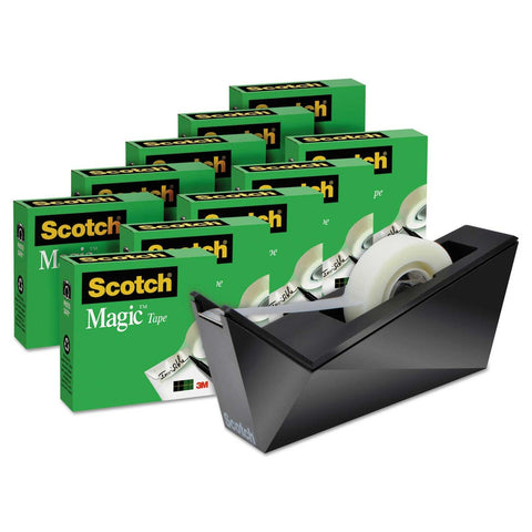 Scotch Clear 1 inch Core Magic Tape Desktop Dispenser, 0.75 inch x 83.33 Feet - 10 per pack -- 1 pack per case