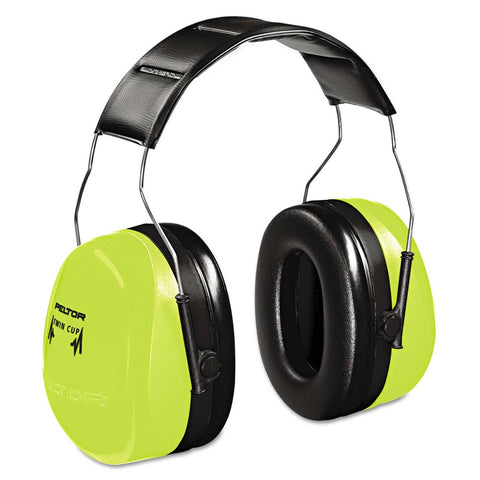 3M Peltor Optime 105 Hi-Viz Green Over the Head Earmuffs
