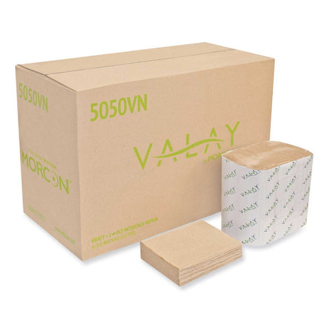 Morcon Kraft 1-Ply Valay Interfolded Napkin, 6.3 x 8.85 inch -- 6000 per case