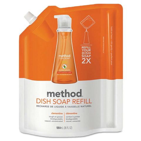 Method Clementine Scent Dish Soap Refill, 36 Ounce Pouch