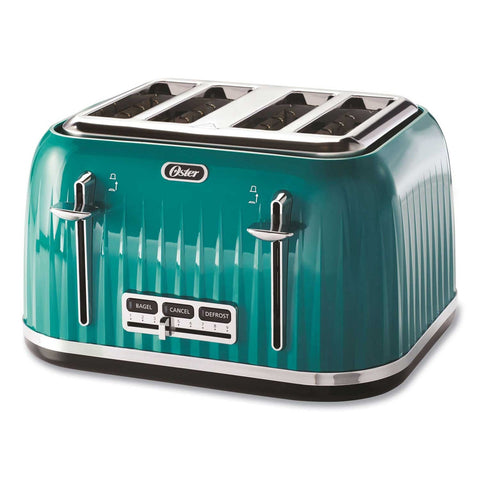 Oster Teal 4 Slice Toaster with Textured Design with Chrome Accents, 12 x 13 x 8 inch
