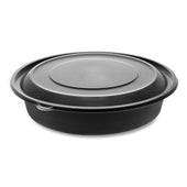 Pactiv EarthChoice MealMaster Black and Clear 1 Compartment Bowl with Lid, 48 Ounce -- 150 per case