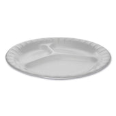 Pactiv Polystyrene White3 Compartment Laminated Foam Plate, 8.88 inch Diameter -- 500 per case