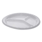 Pactiv Polystyrene White 3 Compartment Laminated Foam Plate, 10.25 inch Diameter -- 540 per case