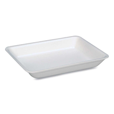 Pactiv Polystyrene White Number 4D Supermarket Tray, 8.63 x 6.56 x 1.27 inch -- 400 per case