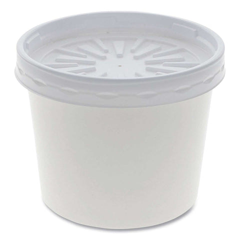 Pactiv White Paper Round Food Container and Lid, 12 Ounce -- 250 per case