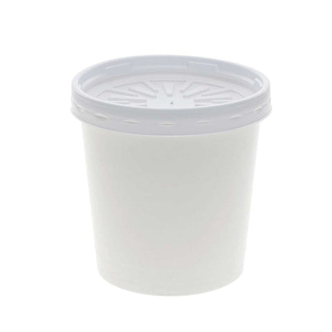 Pactiv White Paper Round Food Container and Lid, 16 Ounce -- 250 per case
