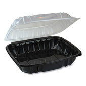 Pactiv EarthChoice Black and Clear 1 Compartment Hinged Lid Takeout Container, 66 Ounce -- 132 per case