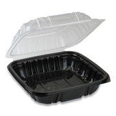 Pactiv EarthChoice Black and Clear 1 Compartment Hinged Lid Takeout Container, 28 Ounce -- 150 per case