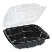 Pactiv EarthChoice Black and Clear 3 Compartment Hinged Lid Takeout Container, 33 Ounce -- 150 per case