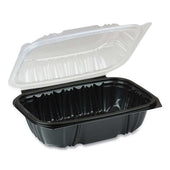 Pactiv EarthChoice Black and Clear 1 Compartment Hinged Lid Takeout Container, 34 Ounce -- 140 per case