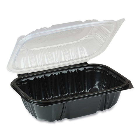Pactiv EarthChoice Black and Clear 1 Compartment Hinged Lid Takeout Container, 34 Ounce -- 140 per case