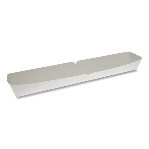 Pactiv White Paper Hot Dog Tray with Perforation, 16 Ounce -- 500 per case