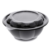 Pactiv Roseware Black Base Bowl and Clear Lid Combo, 80 Ounce -- 252 per case