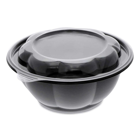 Pactiv Roseware Black Base Bowl and Clear Lid Combo, 80 Ounce -- 252 per case