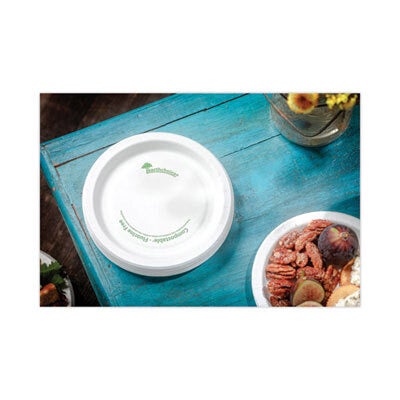 Pactiv EarthChoice White Compostable Pressware Paper Plate, 10 inch Diameter -- 300 per case