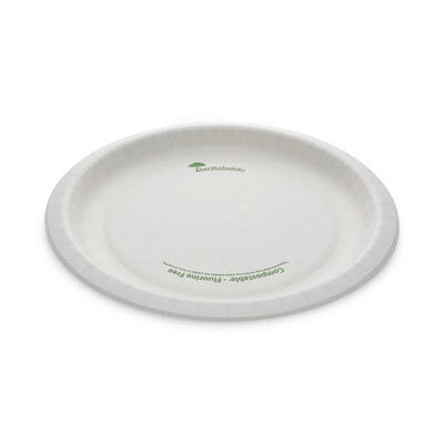 Pactiv EarthChoice White Compostable Pressware Paper Plate, 10 inch Diameter -- 300 per case