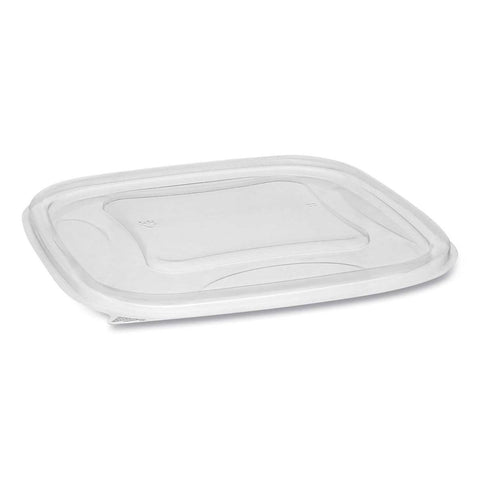 Pactiv EarthChoice Plastic Clear Recycled Square Flat Lid, 7.38 x 7.38 x 0.26 inch -- 300 per case