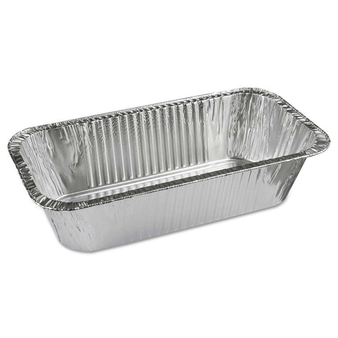 Pactiv Ribbed 1/3 Size Aluminum Bread Loaf Pan, 8.04 x 5.9 x 3 inch -- 200 per case