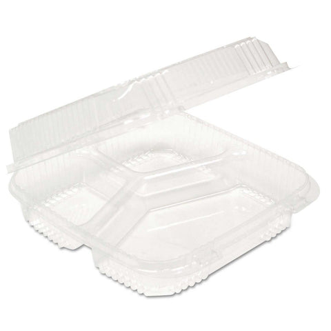 Pactiv ClearView Smart Lock Clear 3 Compartment Food Container, 5 to 14 Ounce -- 200 per case