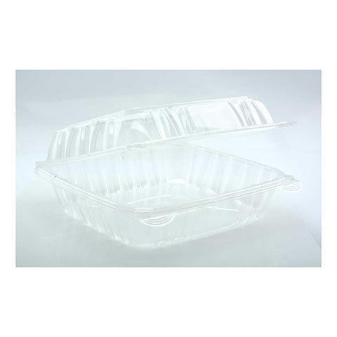 Pactiv Clear Hinged Lid Container, 8.34 x 8.24 x 3.05 inch -- 200 per case