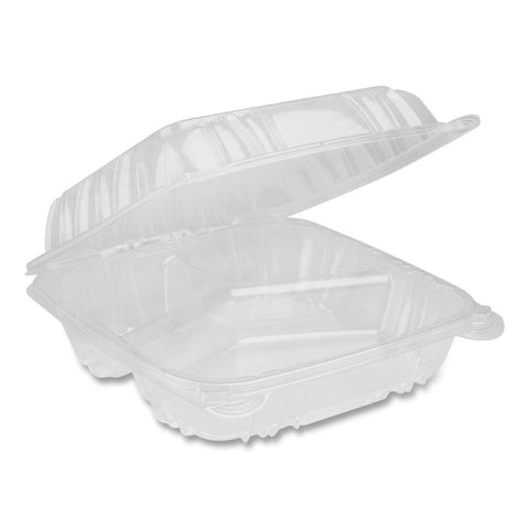 Pactiv Sensation SmartLock Clear 3 Compartment Hinged Lid Container, 8.24 x 8.34 x 3.05 inch -- 200 per case