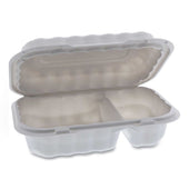 Pactiv EarthChoice SmartLock Microwavable White 2 Compartment Hinged Lid Container, 9 x 6 x 3 inch -- 270 per case