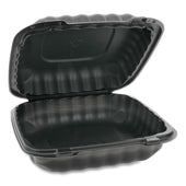 Pactiv EarthChoice SmartLock Black Microwavable Hinged Lid Container, 8.31 x 8.35 x 3.1 inch -- 200 per case