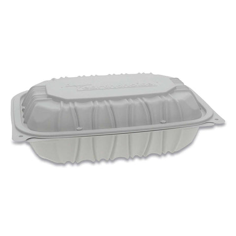 Pactiv White Vented Microwavable Hinged Lid Takeout Container, 9 x 6 x 2.75 inch -- 170 per case