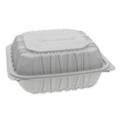 Pactiv White Vented Microwavable Hinged Lid Takeout Container, 8.5 x 8.5 x 3.1 inch -- 146 per case