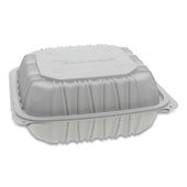 Pactiv White Vented Microwavable 3 Compartment Hinged Lid Takeout Container, 8.5 x 8.5 x 3.1 inch -- 146 per case